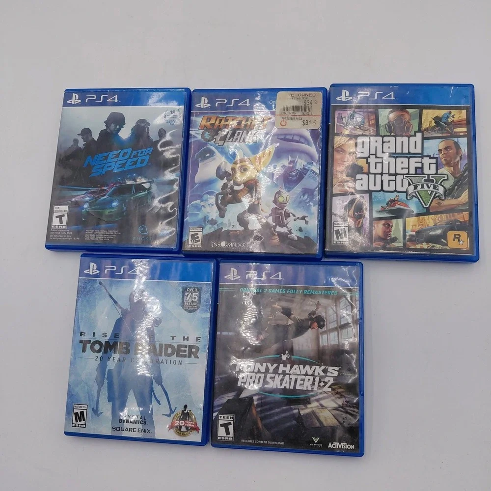 5 Game Lot PS4 Rise of the Tomb Raider: 20 Year Playstation Bundle Cases & Discs